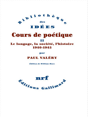 cover image of Cours de poétique (Tome 2)--Le langage, la société, l'histoire (1940-1945)